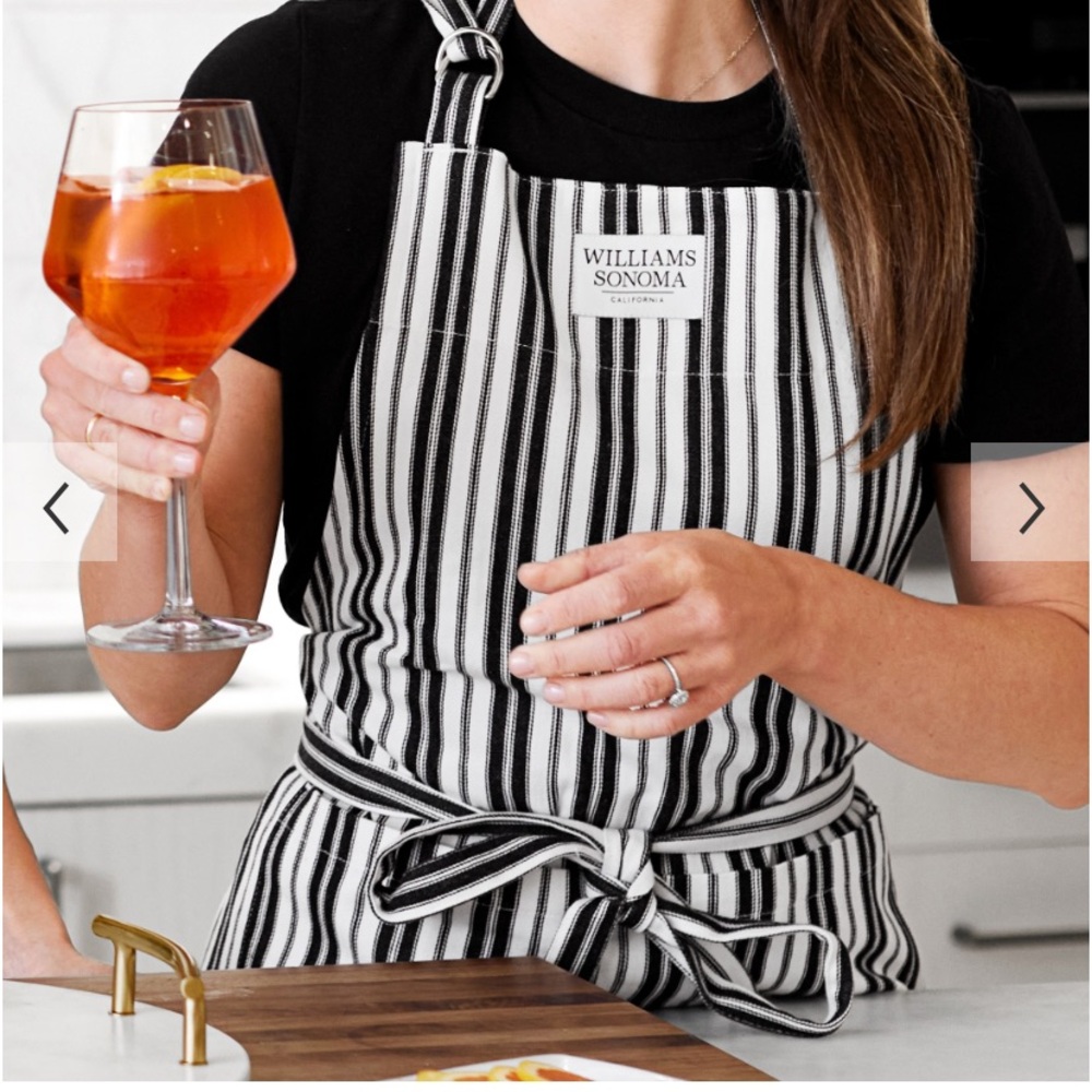 WILLIAMS-SONOMA Classic Green and White Stripe Kitchen Apron